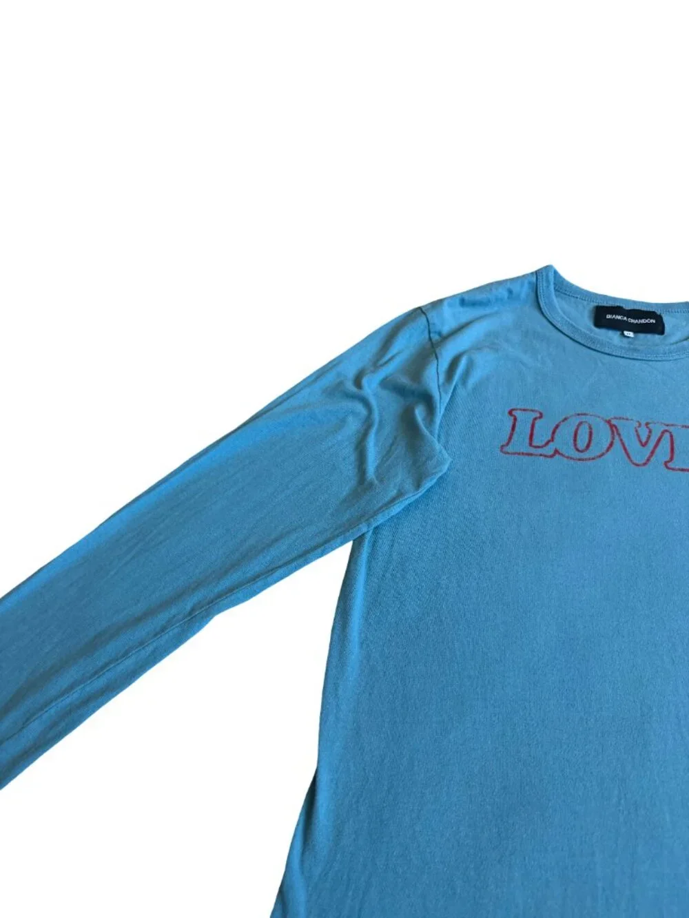 Bianca Chandon Blue Lover Long Sleeve T-Shirt Stretchy Soft Size Medium Men's